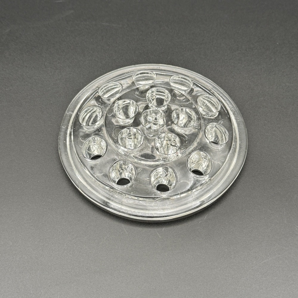 Vintage Clear Glass Floral Bowl Replacement Lid Flower Frog Insert 16 Hole‎ 5"